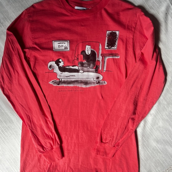 Funny Long Sleeve T shirt in Coral Red with graphic logo - Kenny Schachter - Picture 4 of 13
